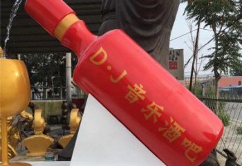酒瓶雕塑批发，水景雕塑，抽象流水酒瓶雕塑定价