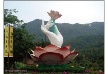 手拈花雕塑，街头艺术，不锈钢手拈花雕塑展品