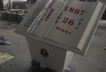 现代书籍雕塑承接，欧式风格，校园玻璃钢书籍雕塑制作