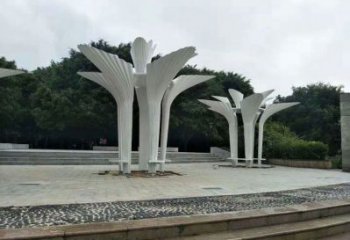 遮阳树雕塑展品，室外软装，不锈钢遮阳树雕塑订做