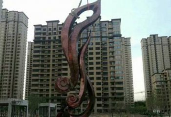镜面树叶雕塑