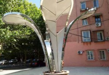 镜面树叶雕塑，园林装饰，不锈钢镜面树叶雕塑承接