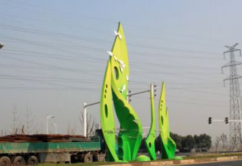 树叶雕塑选用，建筑标识雕塑，烤漆树叶雕塑厂家