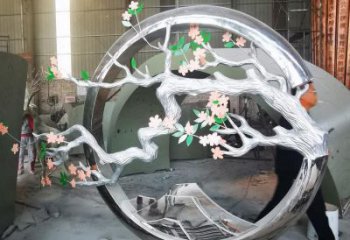 梅花树雕塑厂家，花园小品，不锈钢梅花树雕塑精选