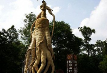 人参雕塑定制，标识雕塑，户外景观人参树雕塑指用