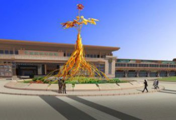 人参雕塑定做，小区雕塑，彩色人参树雕塑制造商