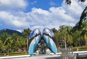 四叶草雕塑厂家，景区案例，不锈钢四叶草雕塑常用