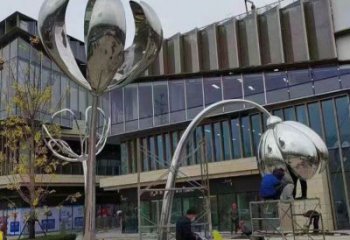 四叶草雕塑承接，村标概念，不锈钢四叶草雕塑供需
