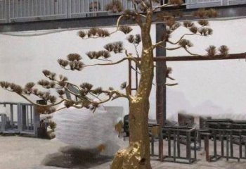 松树雕塑造型，中式工艺，不锈钢松树雕塑制造厂家