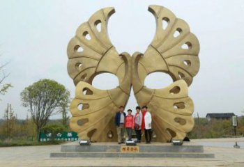 银杏叶雕塑定制，露天雕塑，不锈钢银杏叶雕塑厂家