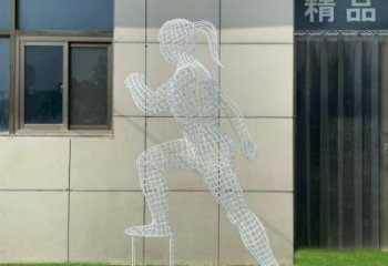 镂空运动员雕塑通用，陆地摆件，编织人物雕塑制作优选