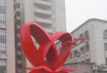 双心雕塑制造商，城区小品，不锈钢双心雕塑定制
