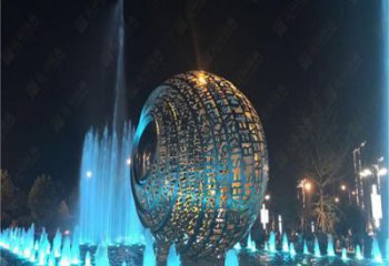 水景圆环雕塑，灯光配置，灯光圆环雕塑制作厂家