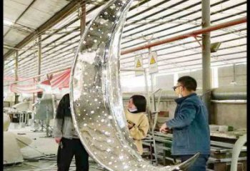 月亮雕塑制作专供，园林装饰，建筑镂空月亮雕塑批发