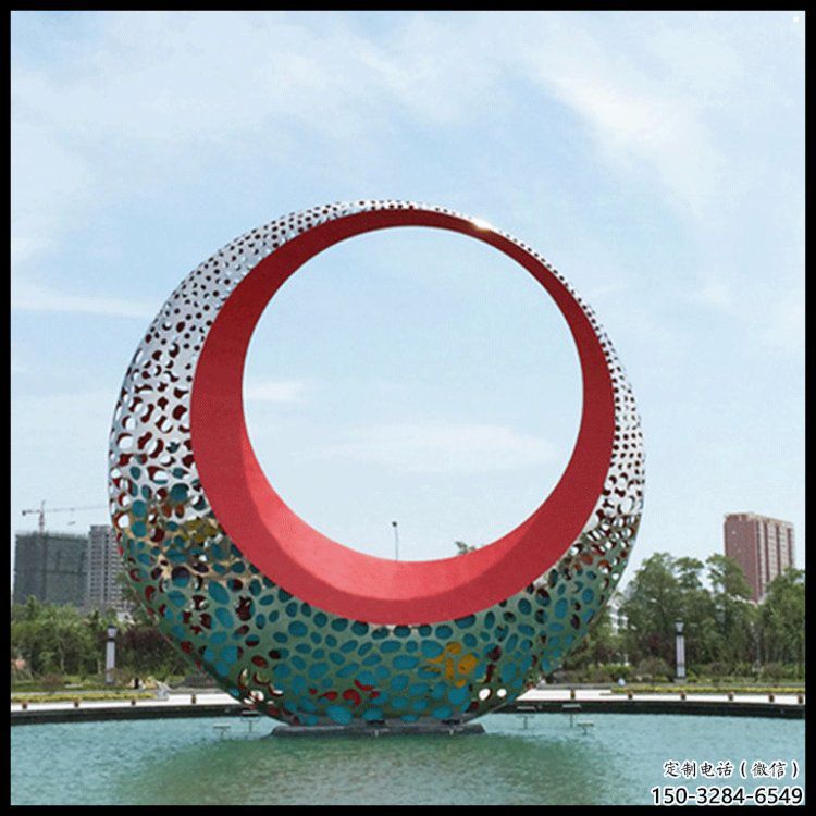 小区月牙雕塑，拉丝景观雕塑，抽象效果
