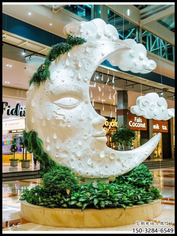 月亮雕塑展品，彩钢制作，酒店不锈钢月亮雕塑精品