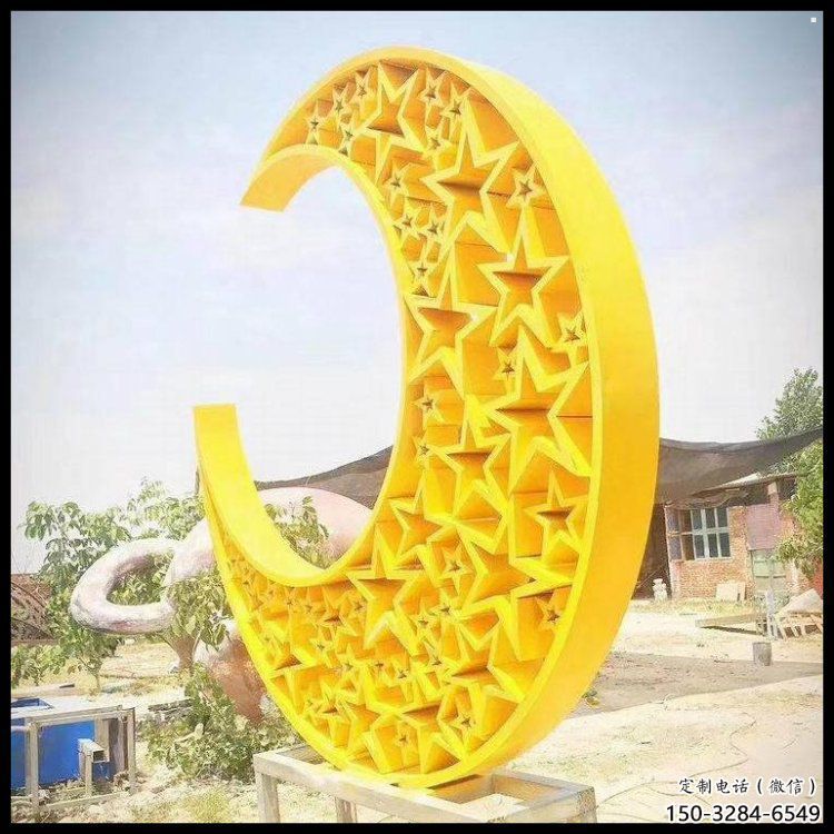 月亮船雕塑供应，城区小品，不锈钢月亮船雕塑制造商
