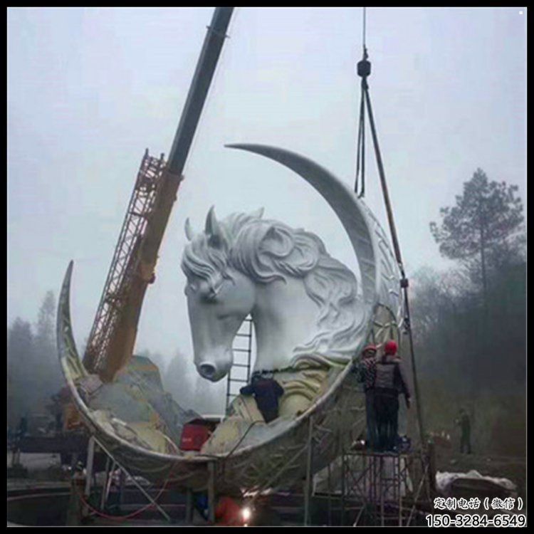 月亮雕塑通用，陆地摆件，各类月亮马头雕塑点击