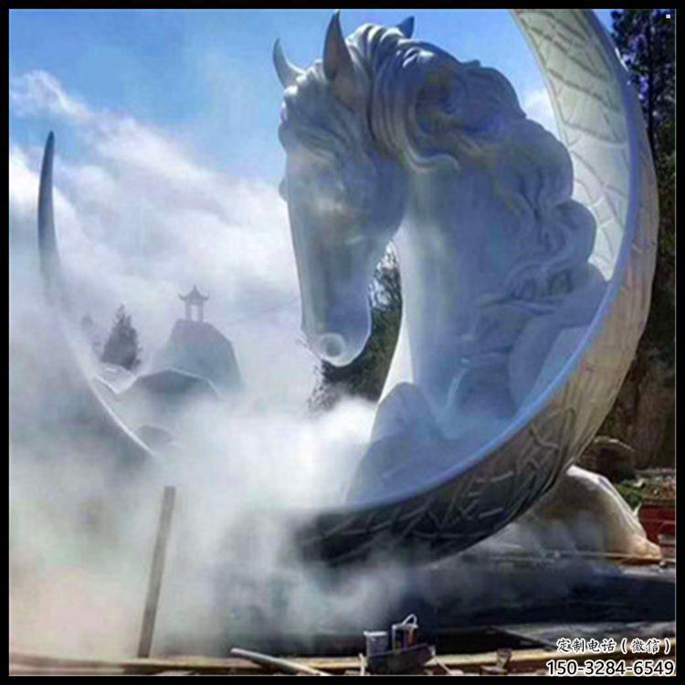 月亮雕塑优选，室外雕塑，景观月亮马头雕塑优选