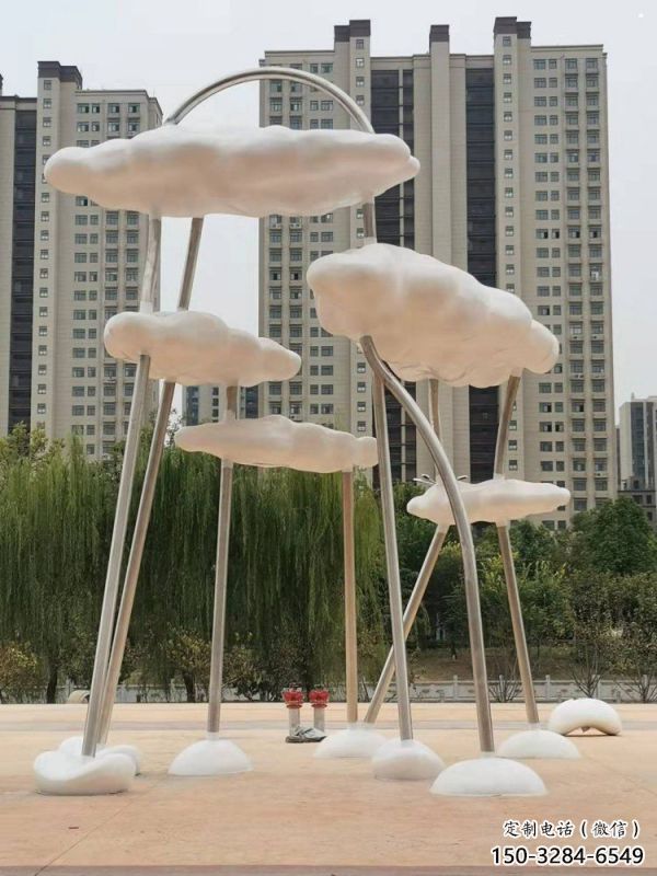 云朵雕塑服务商，创意雕塑，镂空云朵雕塑订做