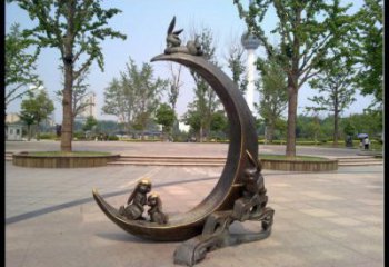 金属月亮雕塑制造商，钢管组合，不锈钢月亮雕塑优选