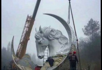 月亮雕塑通用，陆地摆件，各类月亮马头雕塑点击