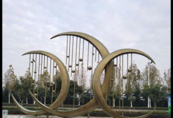 大型月亮雕塑公司，花园小品，月亮水帘雕塑厂家提供