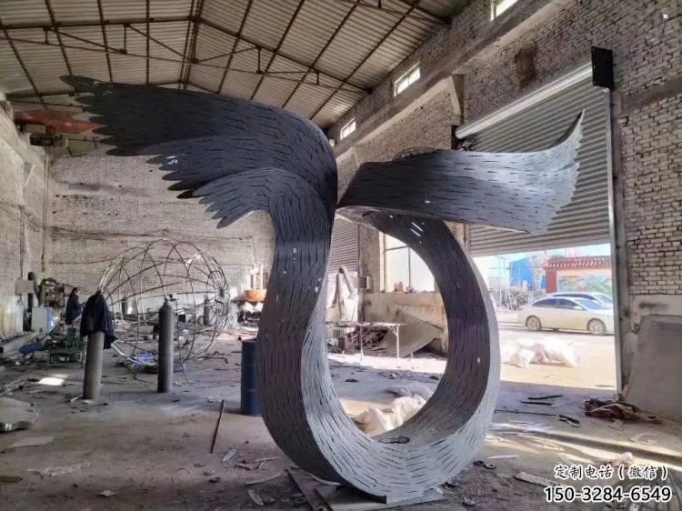 钢结构鸟翅雕塑指用，景观雕塑，不锈钢鸟翅雕塑点击
