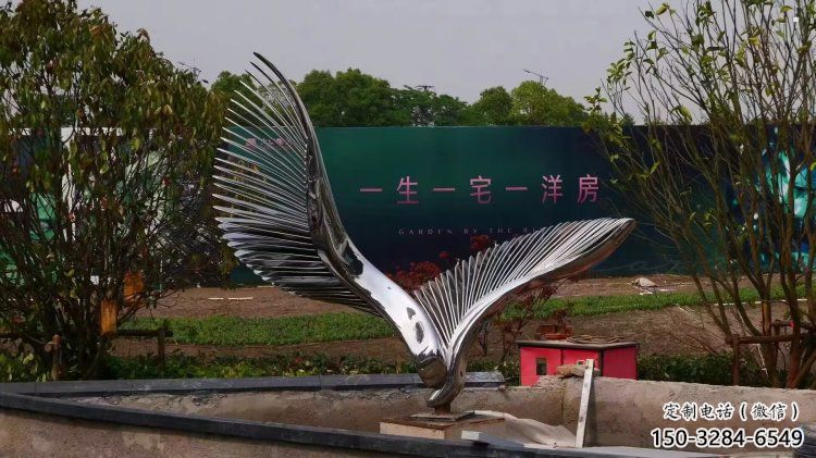 广场鸟翅雕塑供求，露天雕塑，不锈钢鸟翅雕塑标准