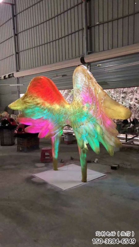 建筑鸟翅雕塑精选，露天雕塑，不锈钢鸟翅雕塑订做