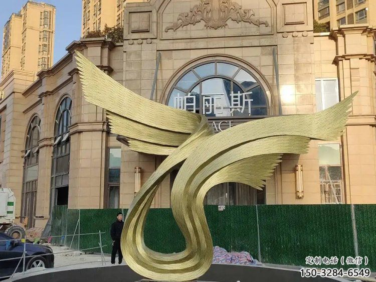 鸟翅雕塑服务商，景观雕塑，不锈钢鸟翅雕塑订做