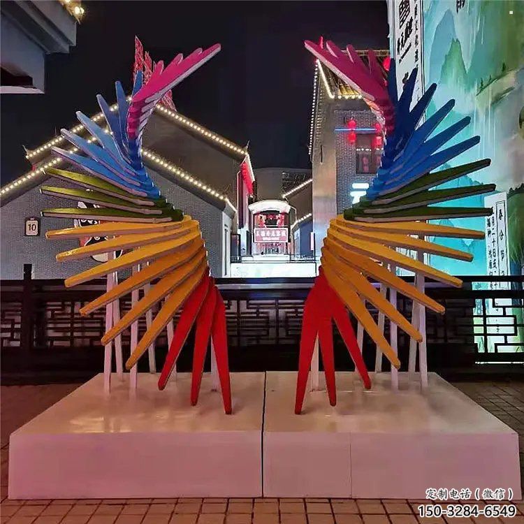 天使之翼雕塑通用，街道标识，钢铸翅膀雕塑承接