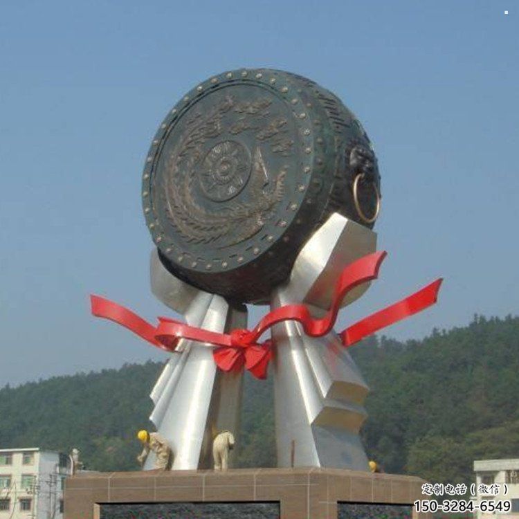 房地产铜鼓雕塑精品，标识雕塑，小区铜鼓雕塑供给