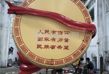 大型锣鼓雕塑公司制作，花园小品，不锈钢锣鼓雕塑提供