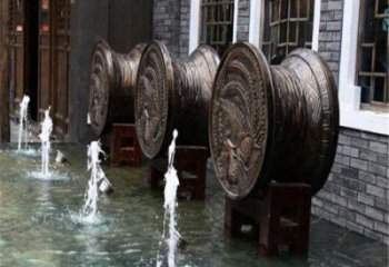 中式铜鼓雕塑批发，广场系列，商场铜鼓雕塑供需