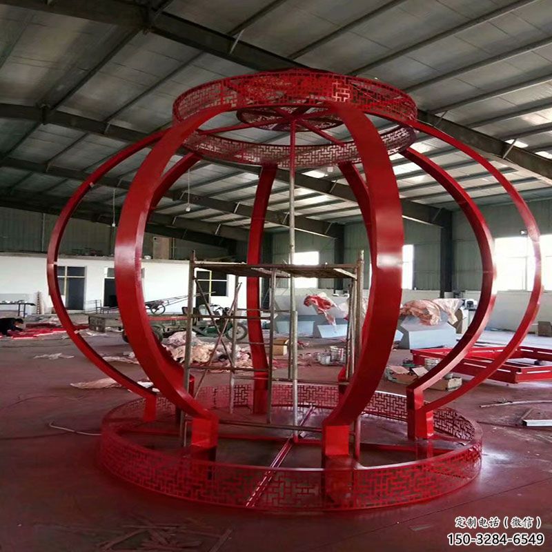铜陵景观灯笼雕塑优选，陆地摆件，园林不锈钢灯笼雕塑供应