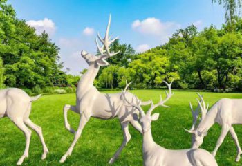 六安梅花鹿雕塑定价，景观概念，玻璃钢梅花鹿雕塑预定