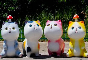 五指山房地产猫咪雕塑，仿古动漫雕塑，公园动物制造