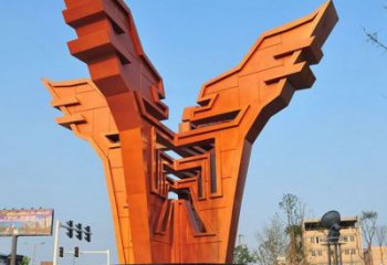 伊春城市精神堡垒雕塑，抽象建筑元素，广场景观雕塑小品