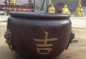 七台河吉字铜缸雕塑-青铜铸造