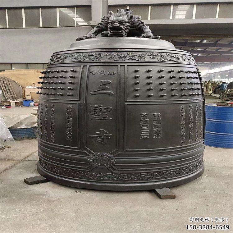 新建三圣寺铜钟雕塑-铸铜钟雕塑-平直形结构