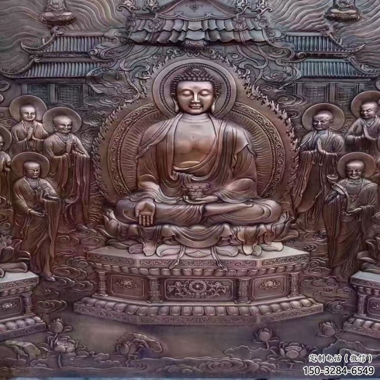 回民锻铜浮雕常用，寺庙景观，黄铜佛像浮雕生产商