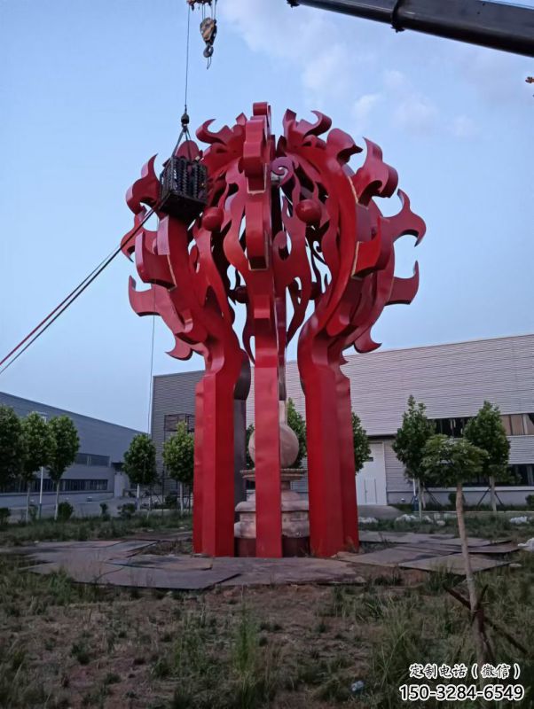 鄂尔多斯火球雕塑，精神堡垒火球雕塑落地展示