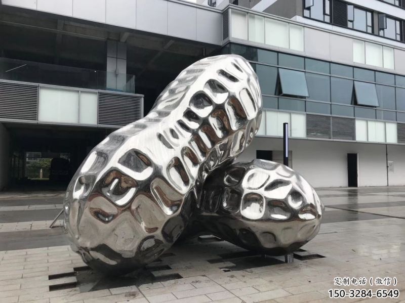 西吉花生雕塑制造，白钢构件，不锈钢花生雕塑提供