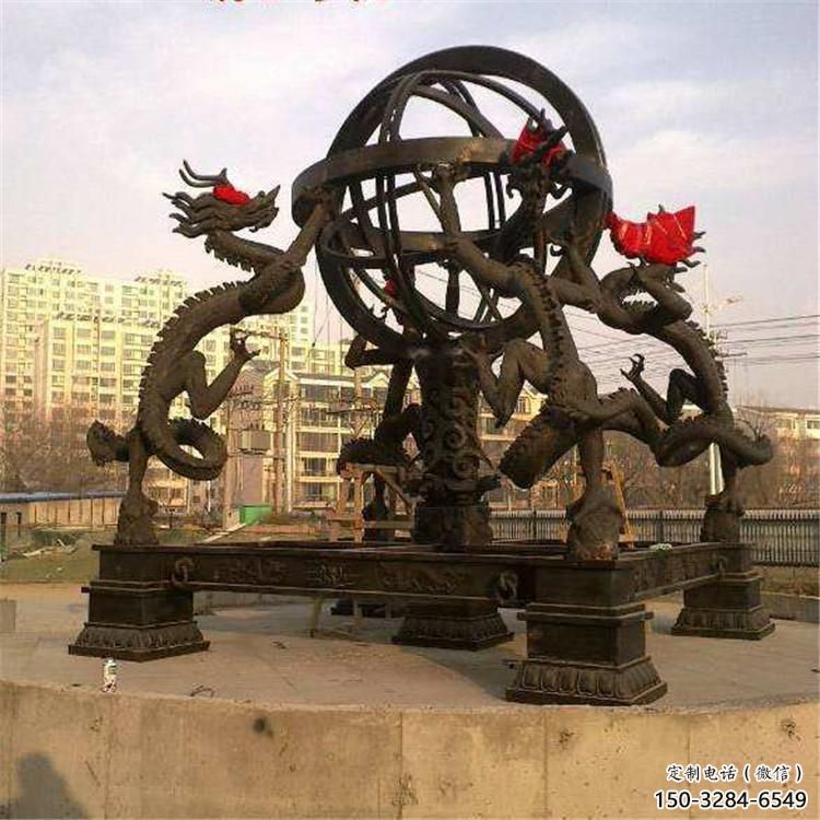 街道浑天仪雕塑，锻造景观雕塑，古铜效果
