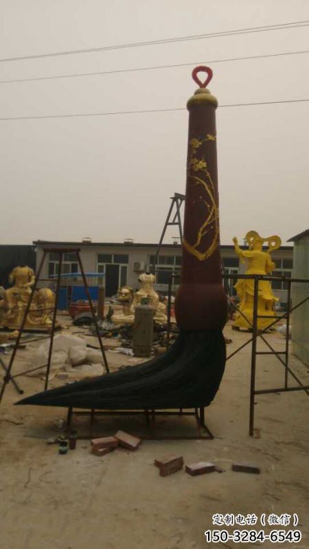 街道毛笔雕塑，锻造景观雕塑，古铜效果