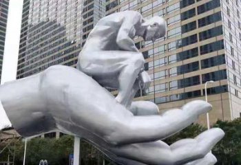 金凤沉思者雕塑，景观雕塑，手托人物雕塑厂家提供