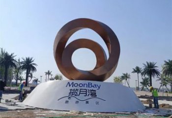街道圆环雕塑，锻造景观雕塑，古铜效果