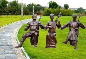 城东拉二胡雕塑点击，景观雕塑，别墅民俗人物雕塑供求