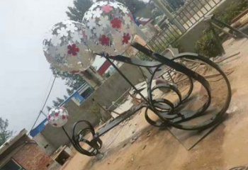 遂宁大型蒲公英坐凳雕塑，现代元素设计，不锈钢坐凳雕塑